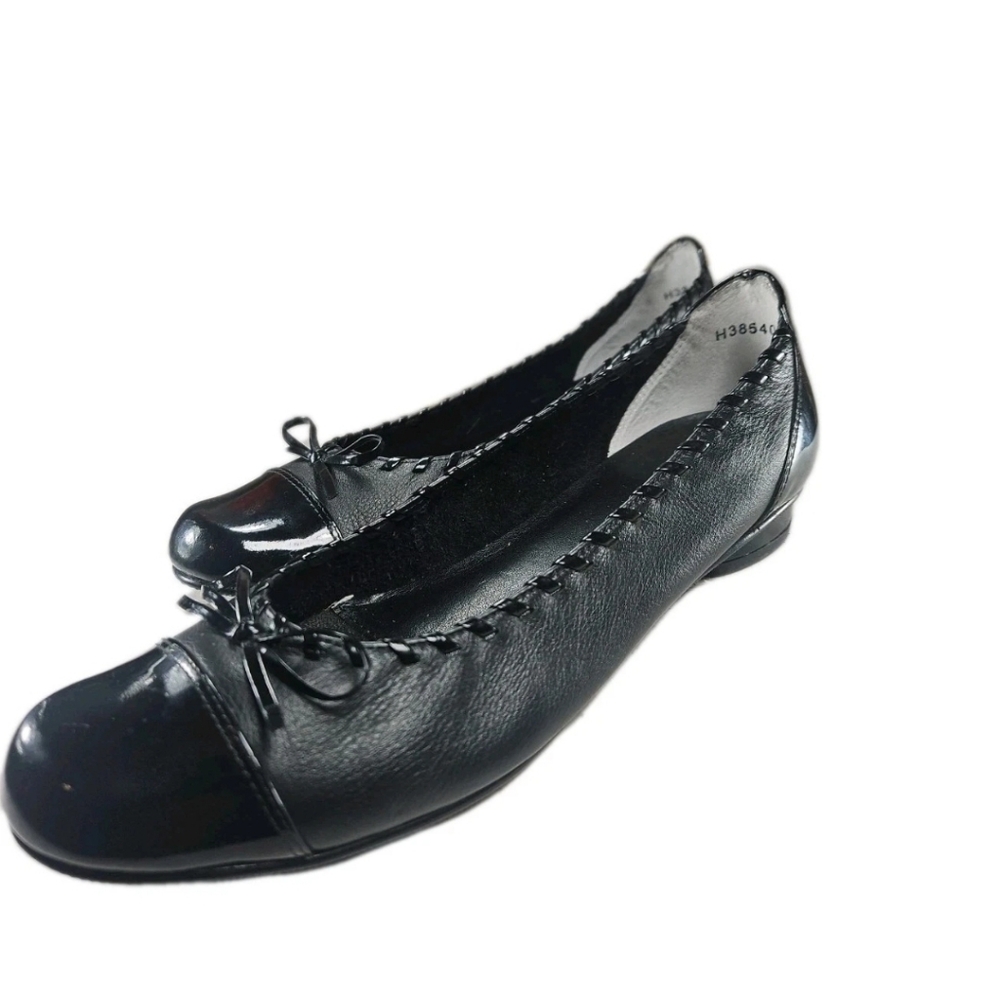 Ros Hommerson Black Leather Ballet Flats Sz8.5 Goth Punk Academia